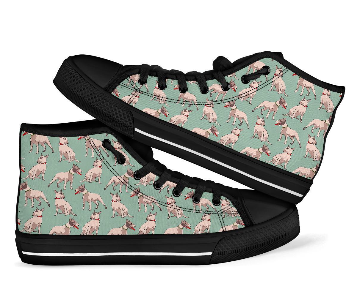 Bull Terrier Pattern Print Men Women's High Top Shoes-grizzshop