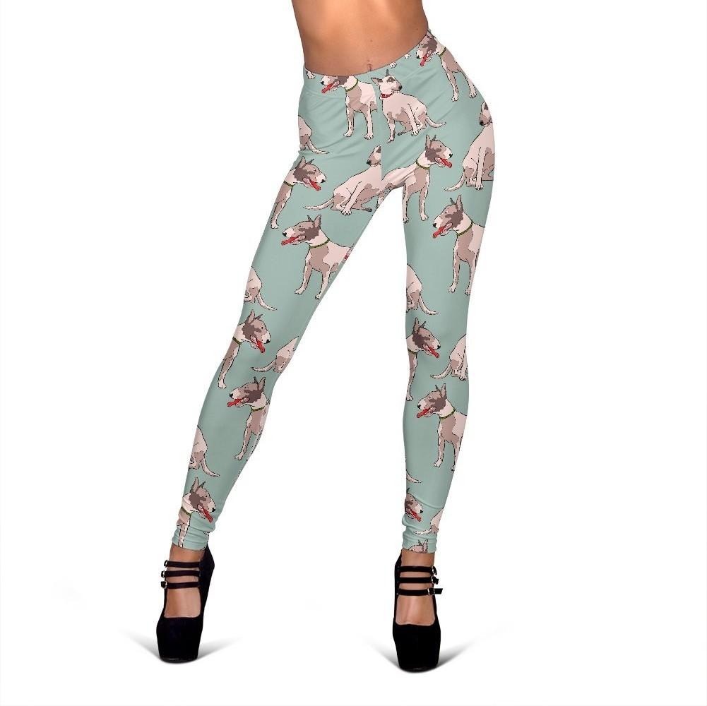 Bull Terrier Pattern Print Women Leggings-grizzshop