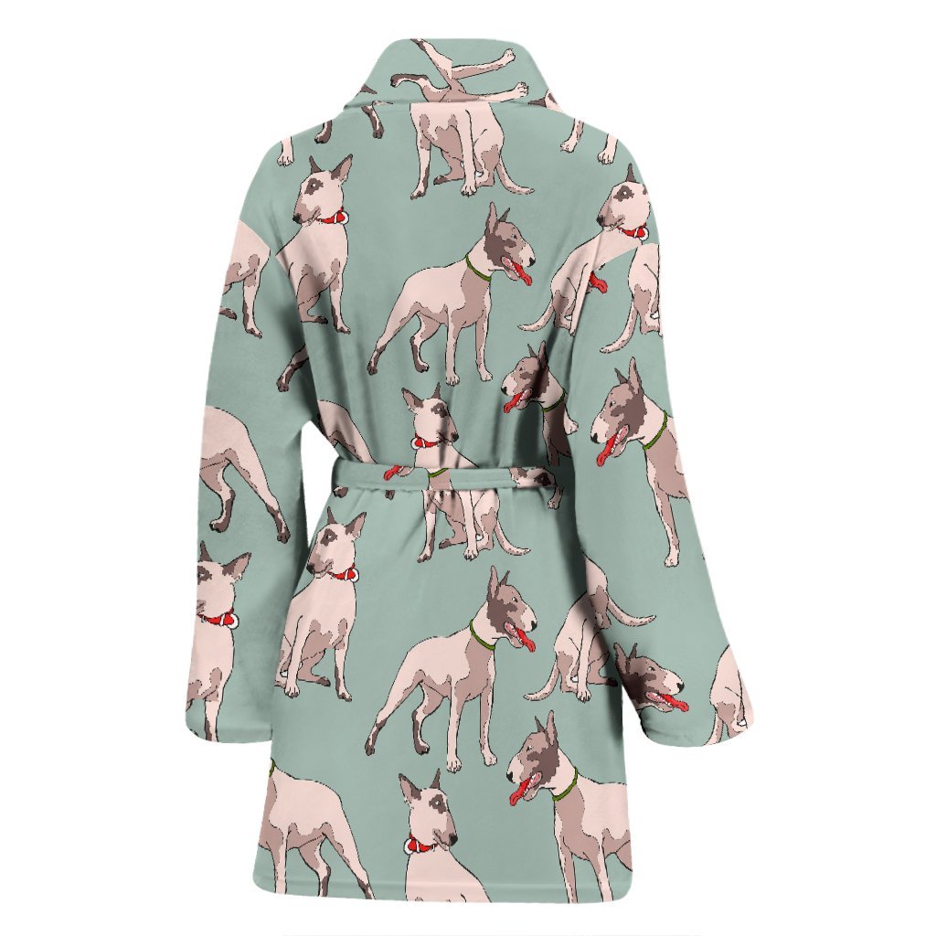 Bull Terrier Pattern Print Women Long Robe-grizzshop