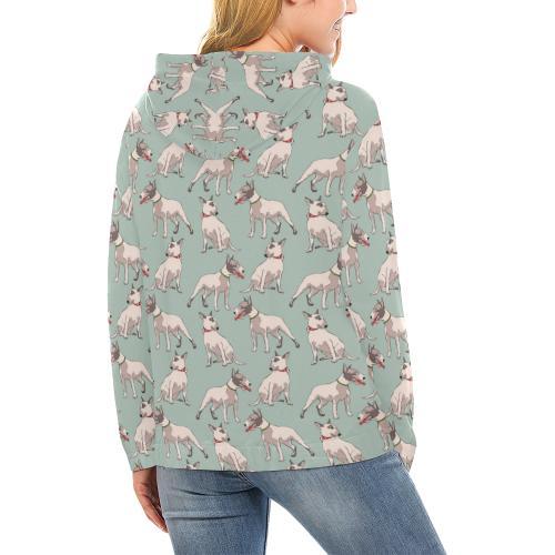 Bull Terrier Pattern Print Women Pullover Hoodie-grizzshop