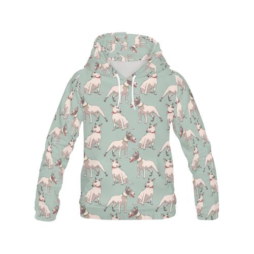 Bull Terrier Pattern Print Women Pullover Hoodie-grizzshop