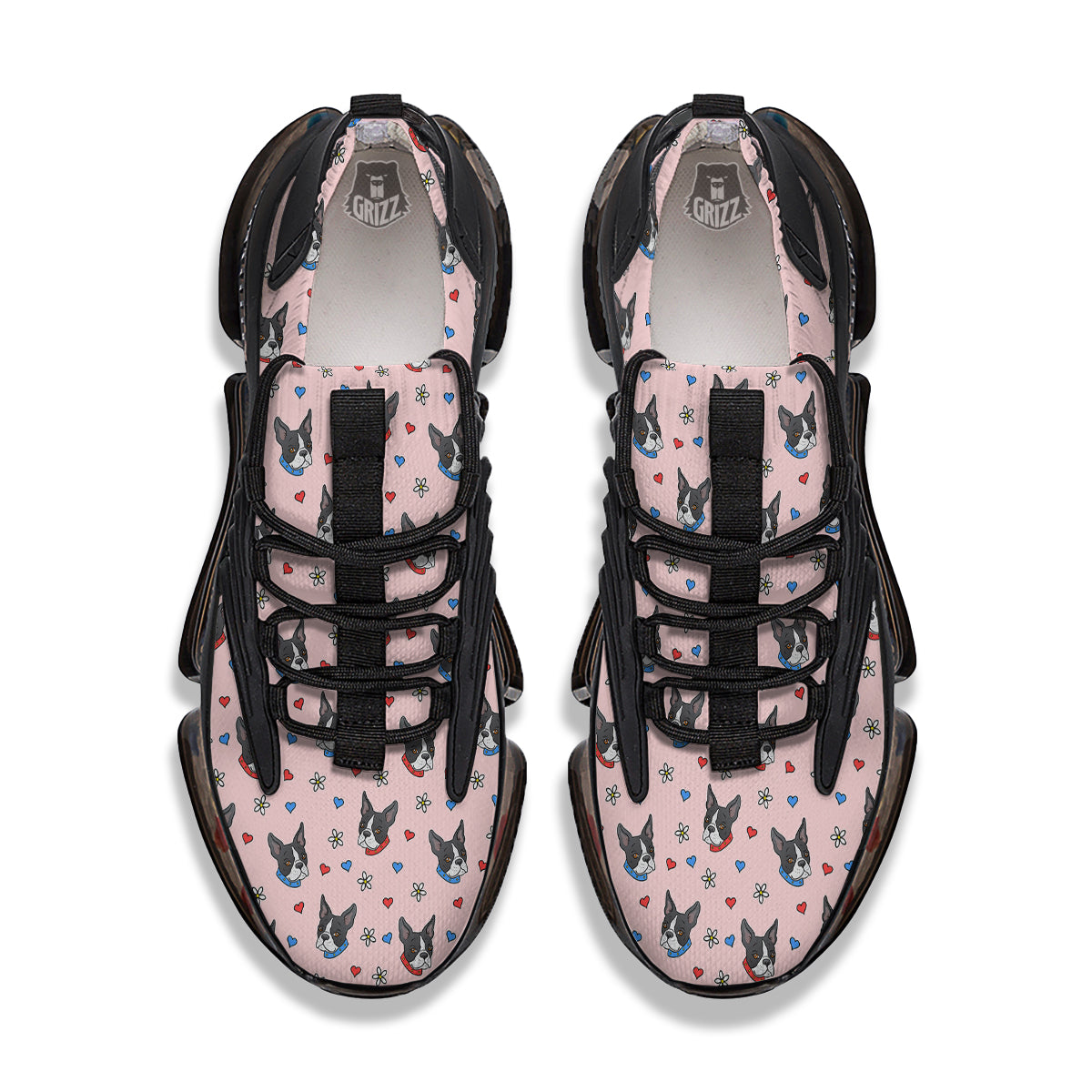 Bull Terrier Pink Print Pattern Black Gym Shoes-grizzshop