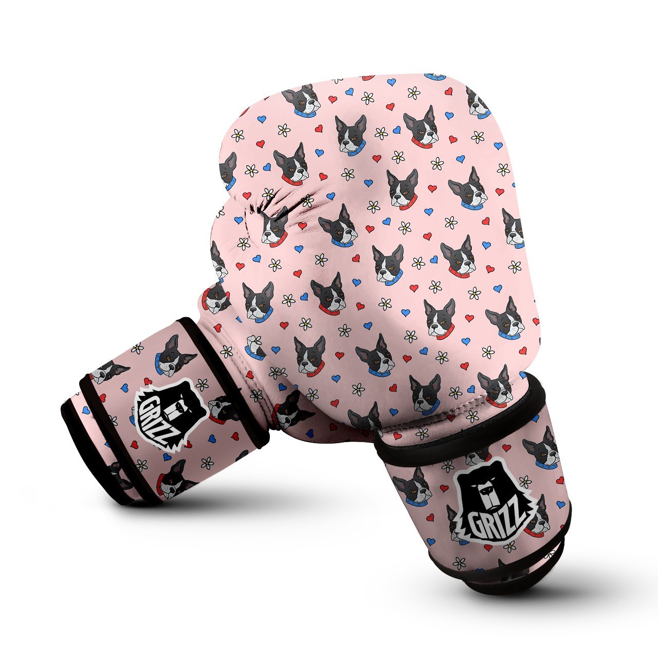 Bull Terrier Pink Print Pattern Boxing Gloves-grizzshop