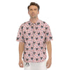 Bull Terrier Pink Print Pattern Men's Short Sleeve Shirts-grizzshop