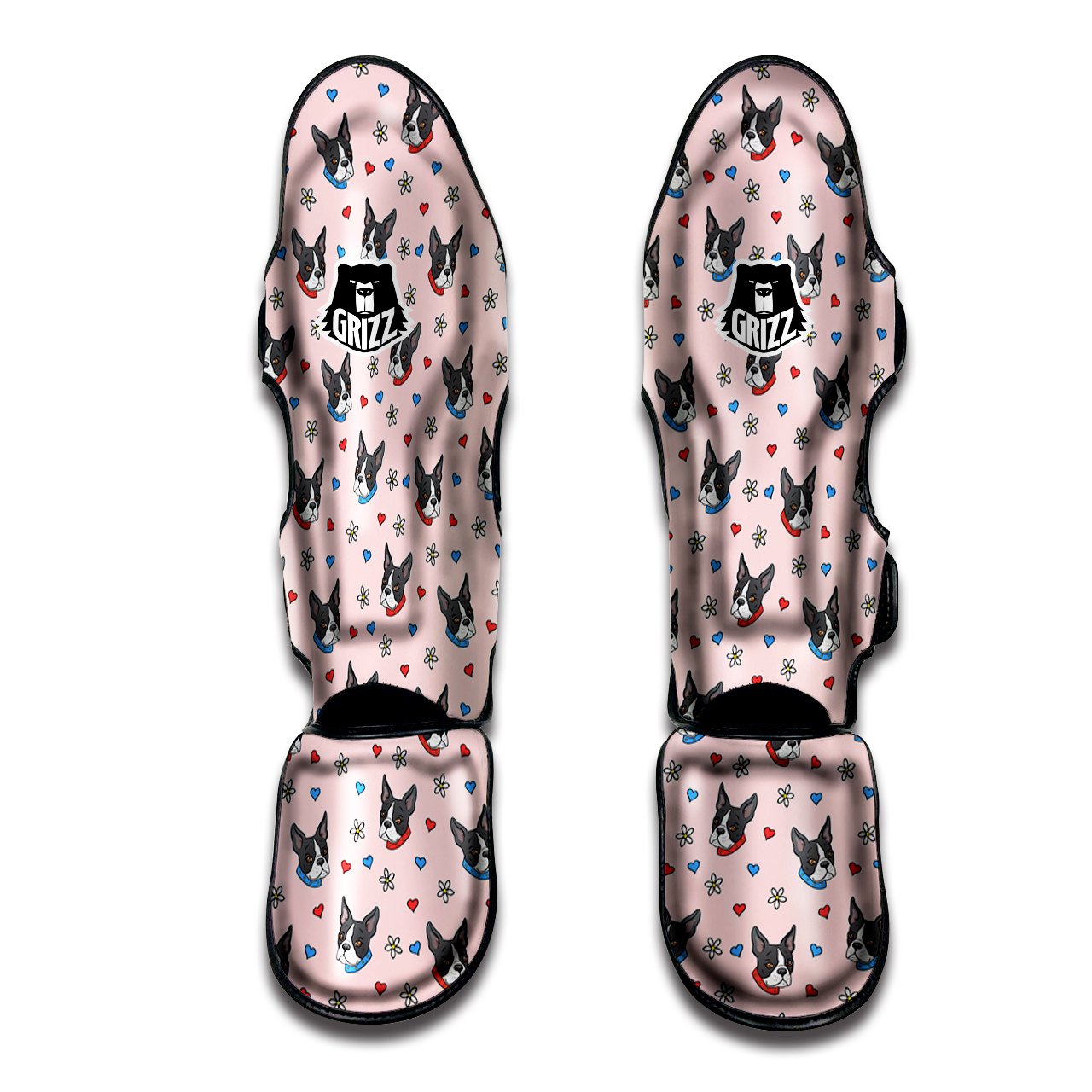 Bull Terrier Pink Print Pattern Muay Thai Shin Guards-grizzshop