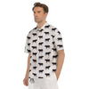 Bull White And Black Print Pattern Men's Short Sleeve Shirts-grizzshop