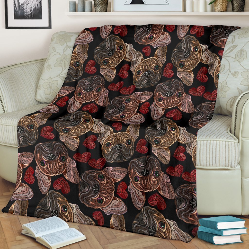 Bulldog Crochet Pattern Print Blanket-grizzshop