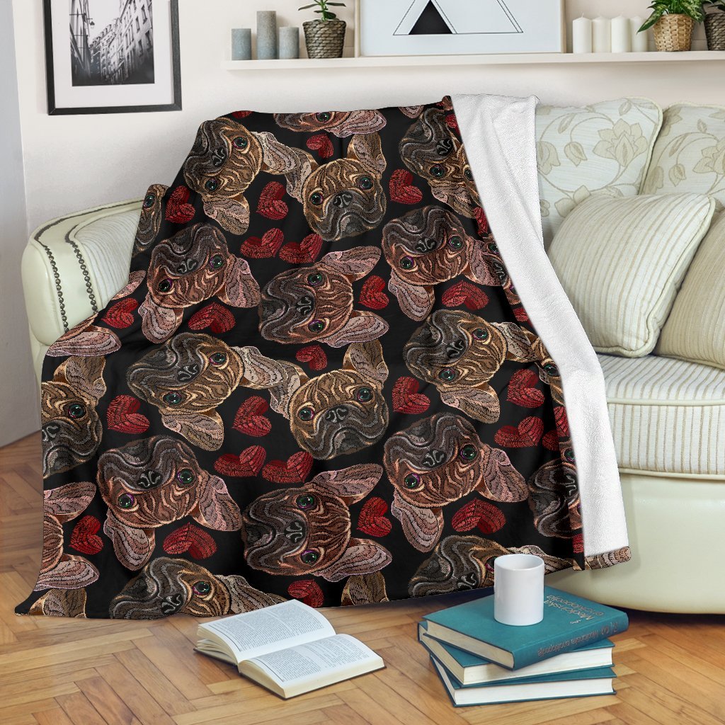 Bulldog Crochet Pattern Print Blanket-grizzshop