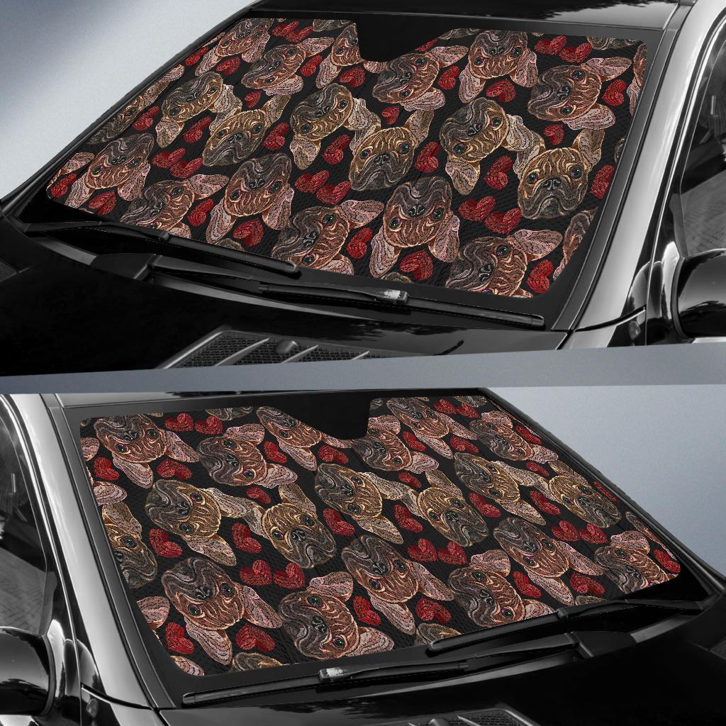 Bulldog Crochet Pattern Print Car Sun Shade-grizzshop