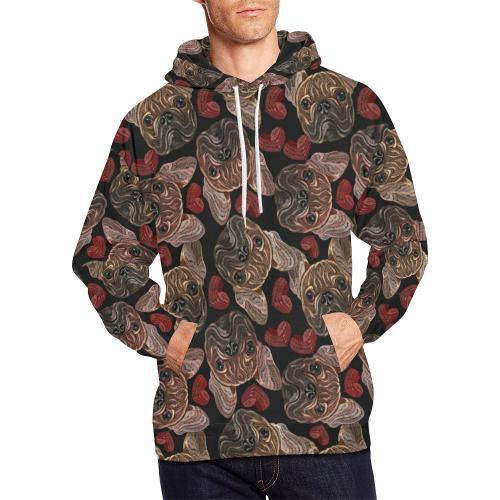 Bulldog Crochet Pattern Print Men Pullover Hoodie-grizzshop