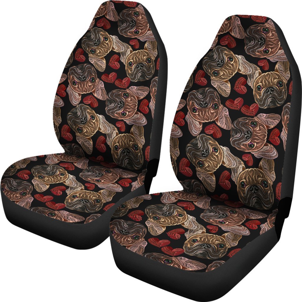 Bulldog Crochet Pattern Print Universal Fit Car Seat Cover-grizzshop