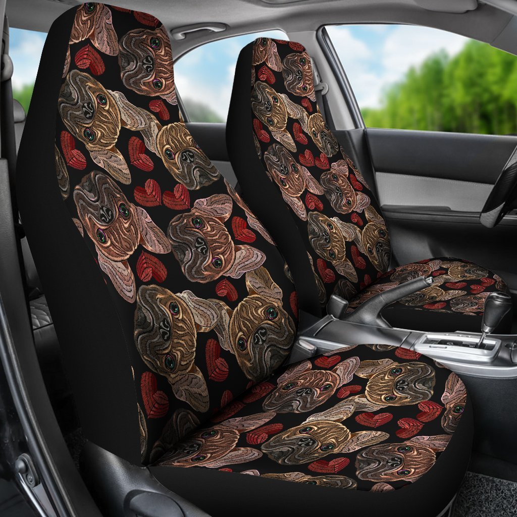 Bulldog Crochet Pattern Print Universal Fit Car Seat Cover-grizzshop