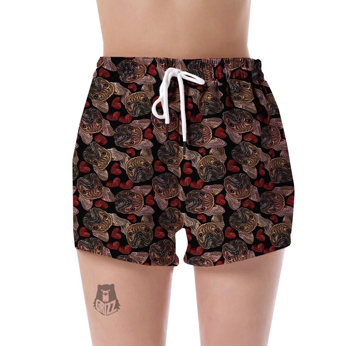 Bulldog Crochet Pattern Print Women's Shorts-grizzshop