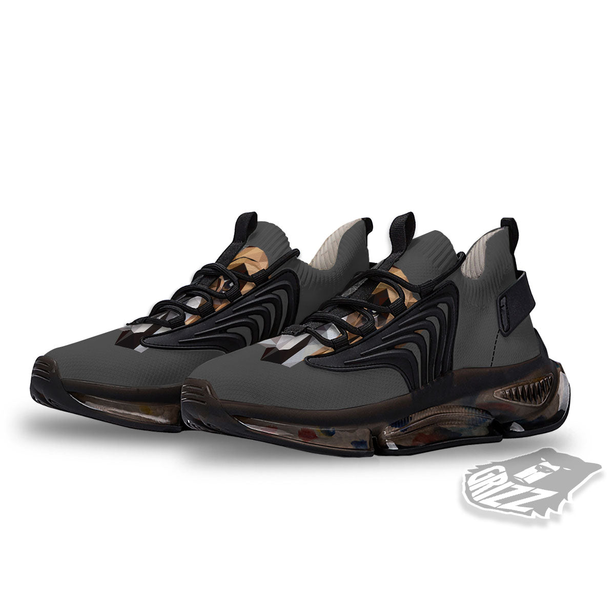 Bulldog Geometric English Print Black Gym Shoes-grizzshop