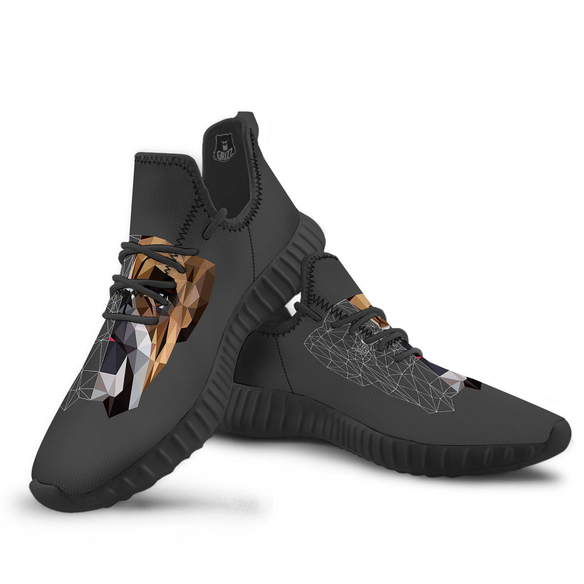 Bulldog Geometric English Print Black Walking Shoes-grizzshop