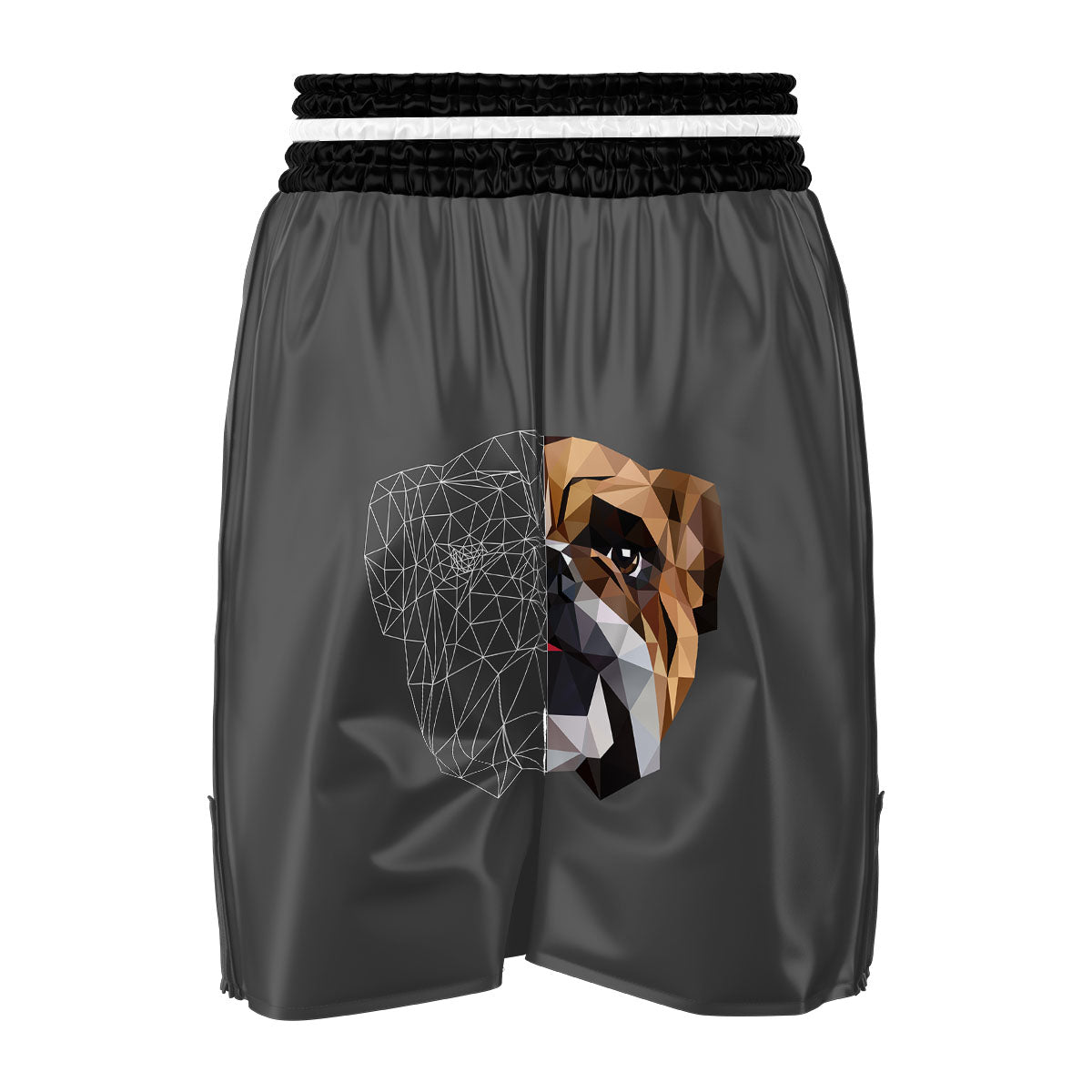 Bulldog Geometric English Print Boxing Shorts-grizzshop