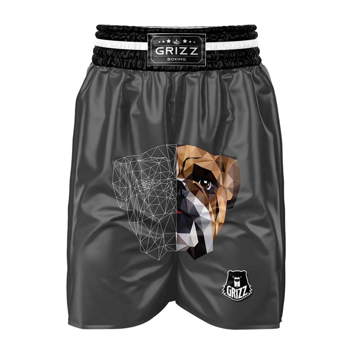 Bulldog Geometric English Print Boxing Shorts-grizzshop
