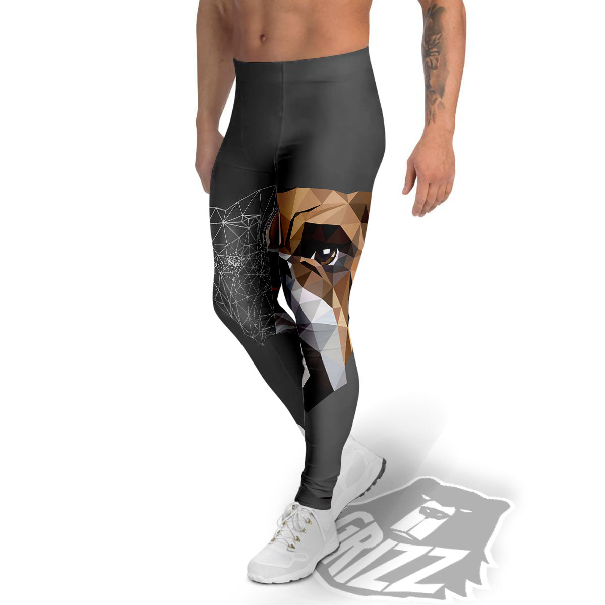 Bulldog Geometric English Print Men's Leggings-grizzshop