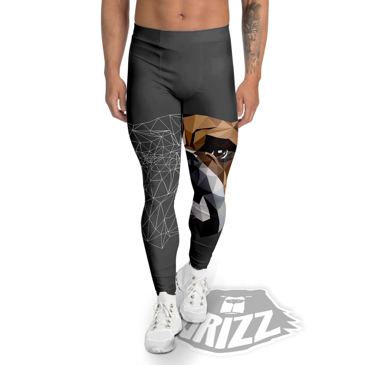 Bulldog Geometric English Print Men's Leggings-grizzshop