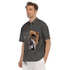 Bulldog Geometric English Print Men's Short Sleeve Shirts-grizzshop