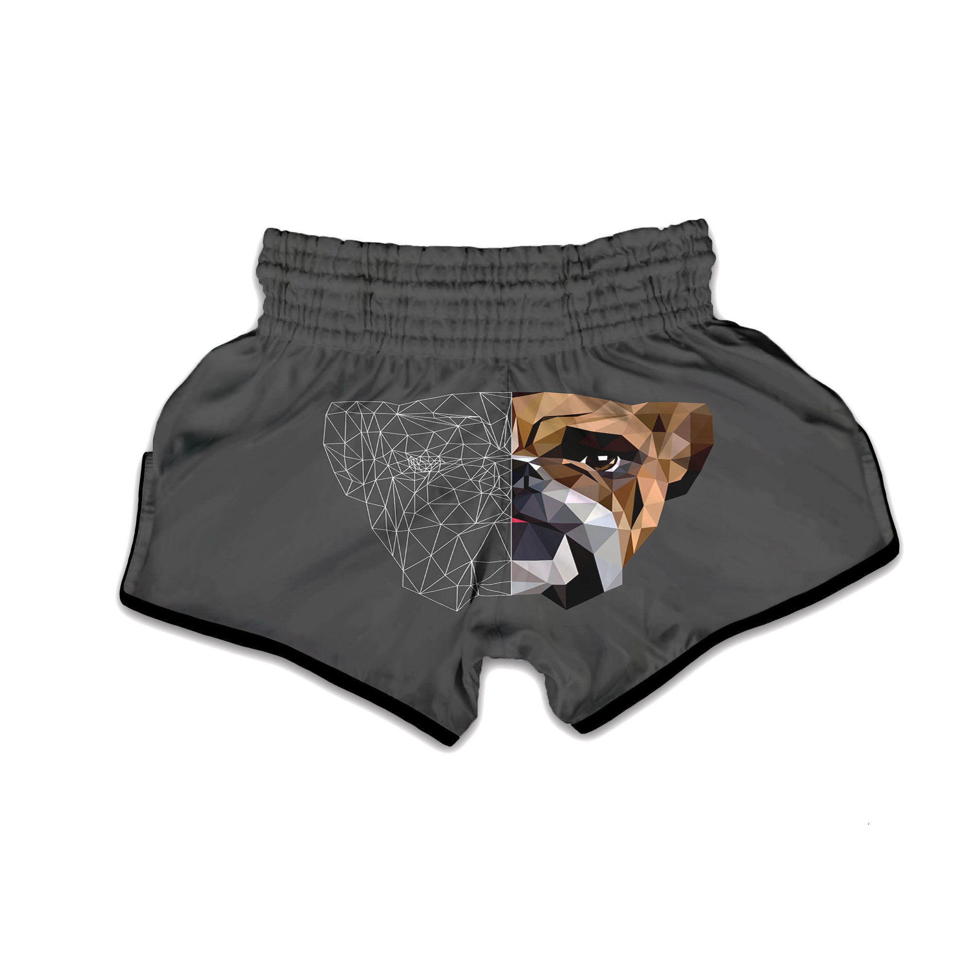 Bulldog Geometric English Print Muay Thai Boxing Shorts-grizzshop