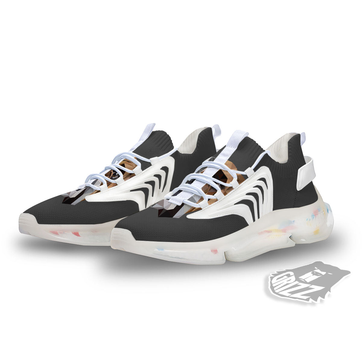Bulldog Geometric English Print White Gym Shoes-grizzshop
