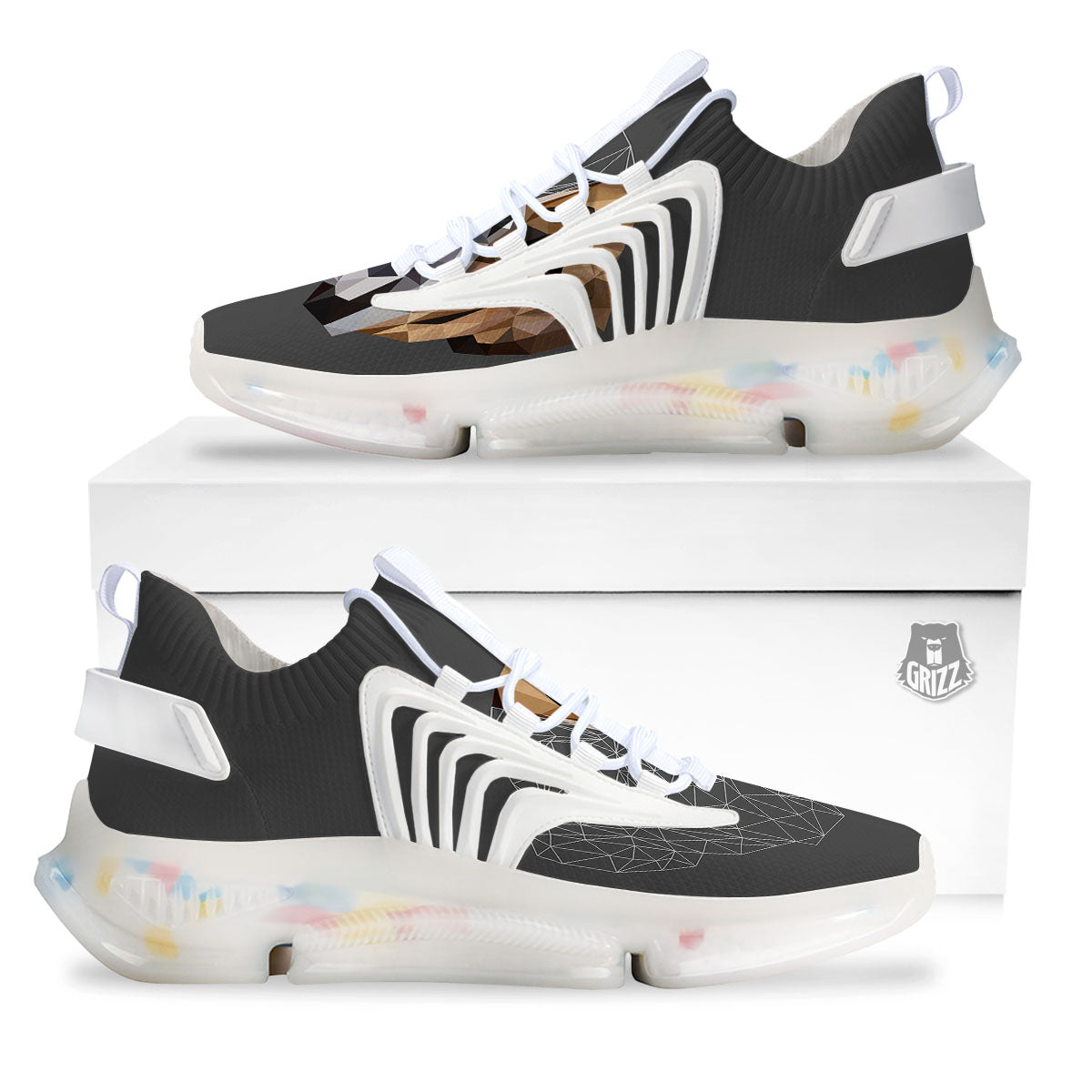 Bulldog Geometric English Print White Gym Shoes-grizzshop
