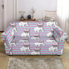 Bulldog Heart Sunglasses Pattern Print Loveseat Cover-grizzshop