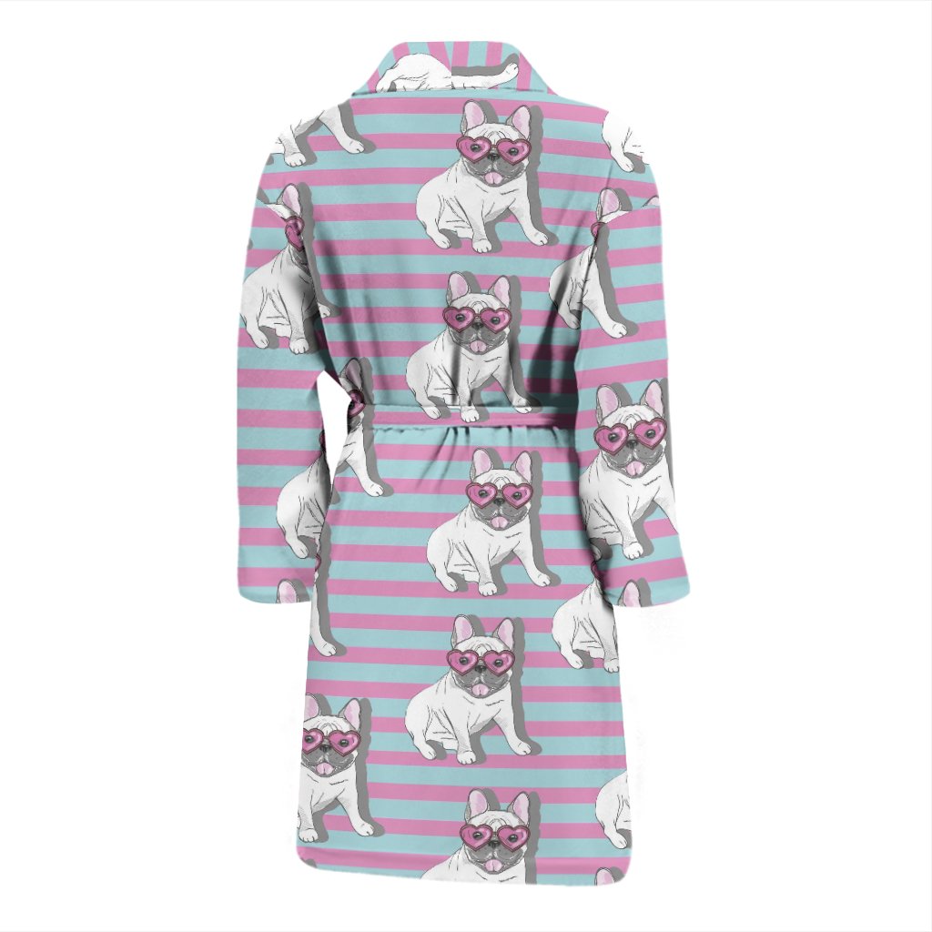 Bulldog Heart Sunglasses Pattern Print Men Long Robe-grizzshop