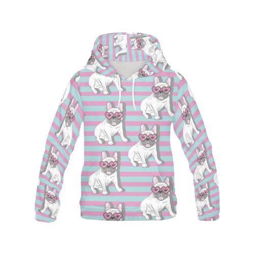 Bulldog Heart Sunglasses Pattern Print Men Pullover Hoodie-grizzshop