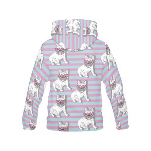 Bulldog Heart Sunglasses Pattern Print Men Pullover Hoodie-grizzshop