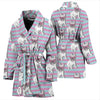 Bulldog Heart Sunglasses Pattern Print Women Long Robe-grizzshop