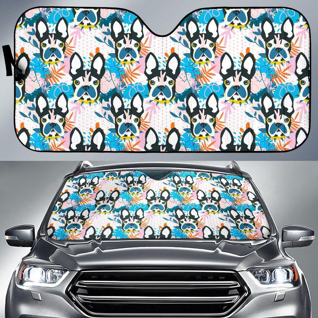 Bulldog Paint Pattern Print Car Sun Shade-grizzshop