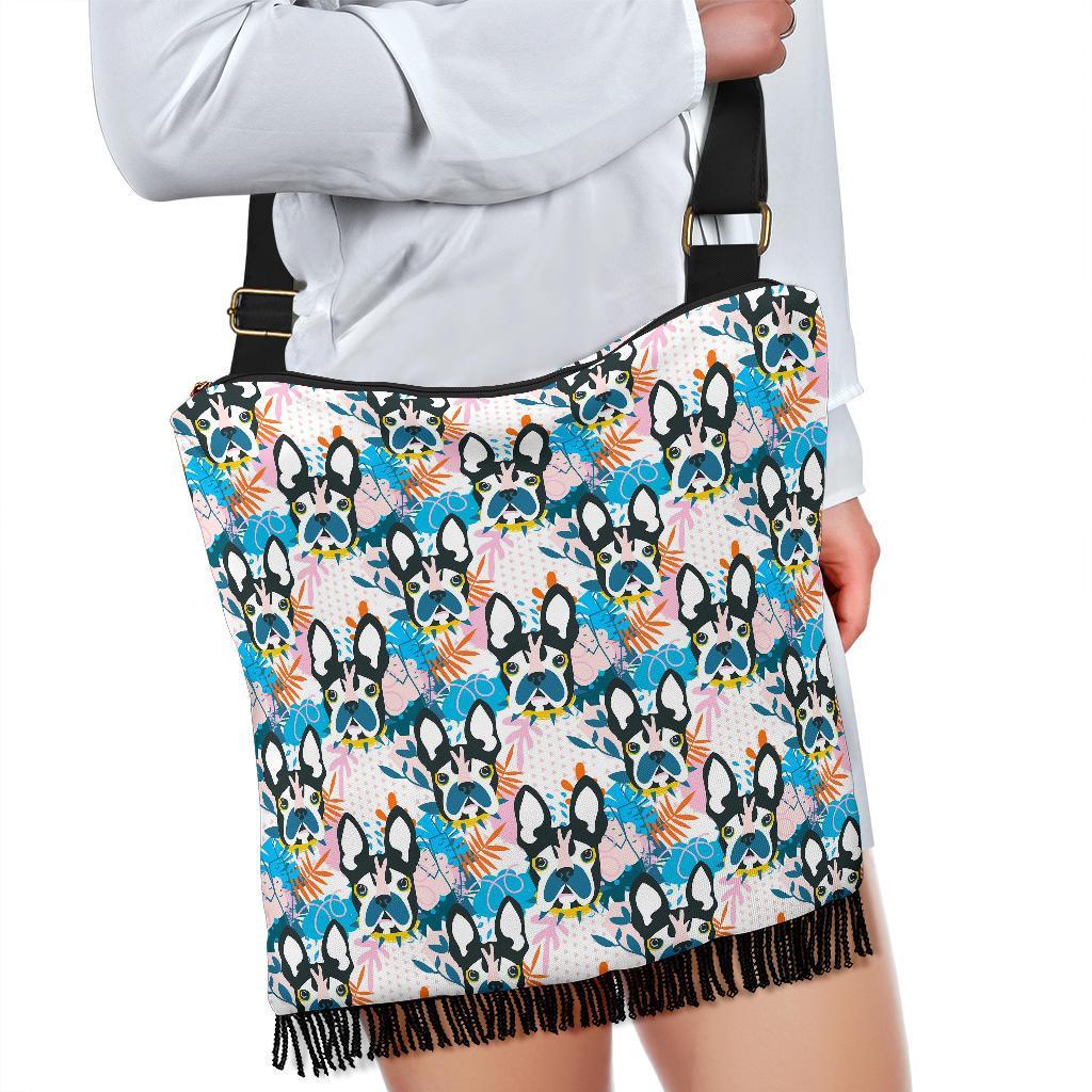 Bulldog Paint Pattern Print Crossbody Bags-grizzshop