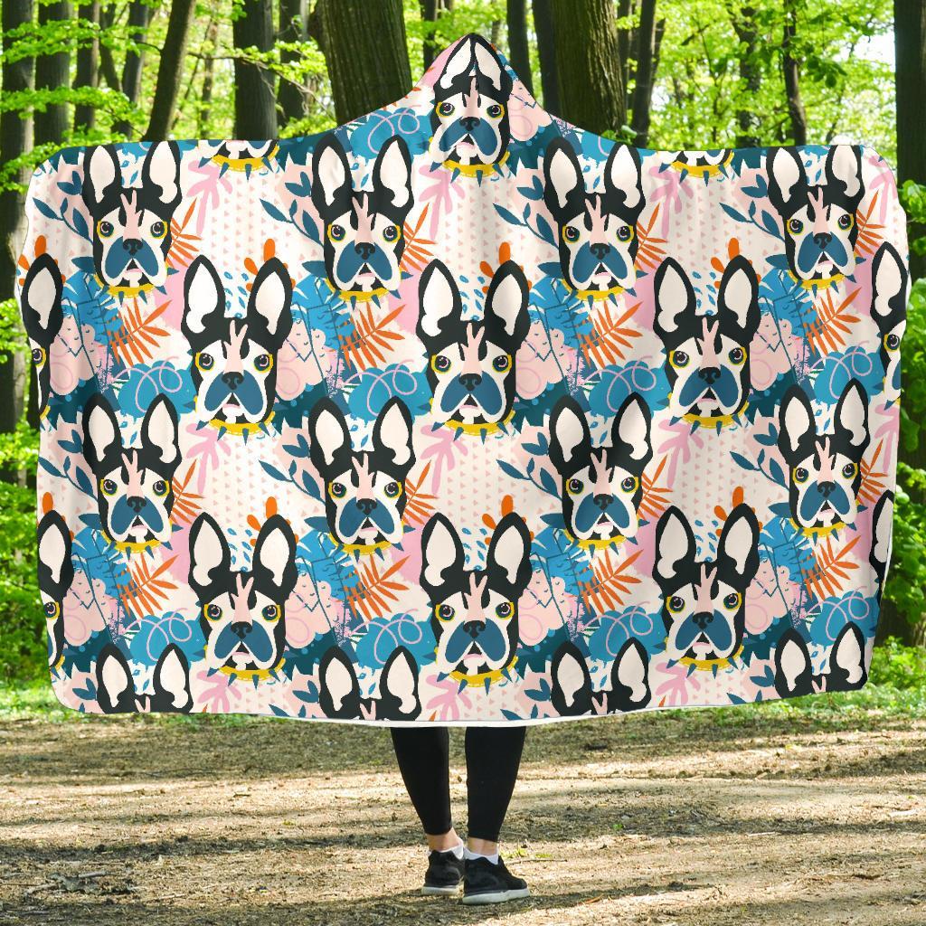 Bulldog Paint Pattern Print Hooded Blanket-grizzshop