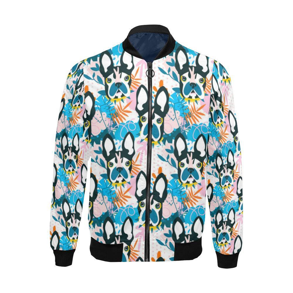 Bulldog Paint Pattern Print Men's Bomber Jacket-grizzshop
