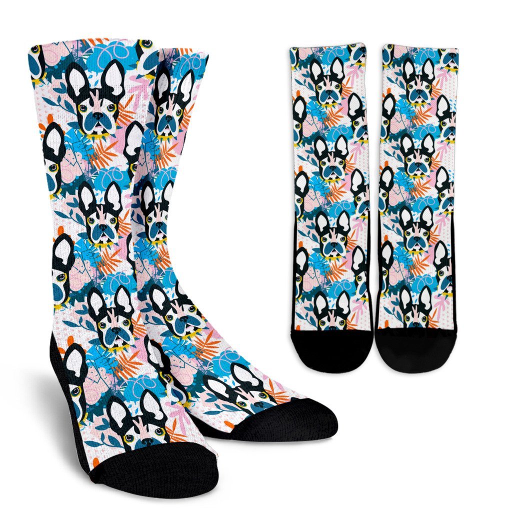 Bulldog Paint Pattern Print Unisex Crew Socks-grizzshop