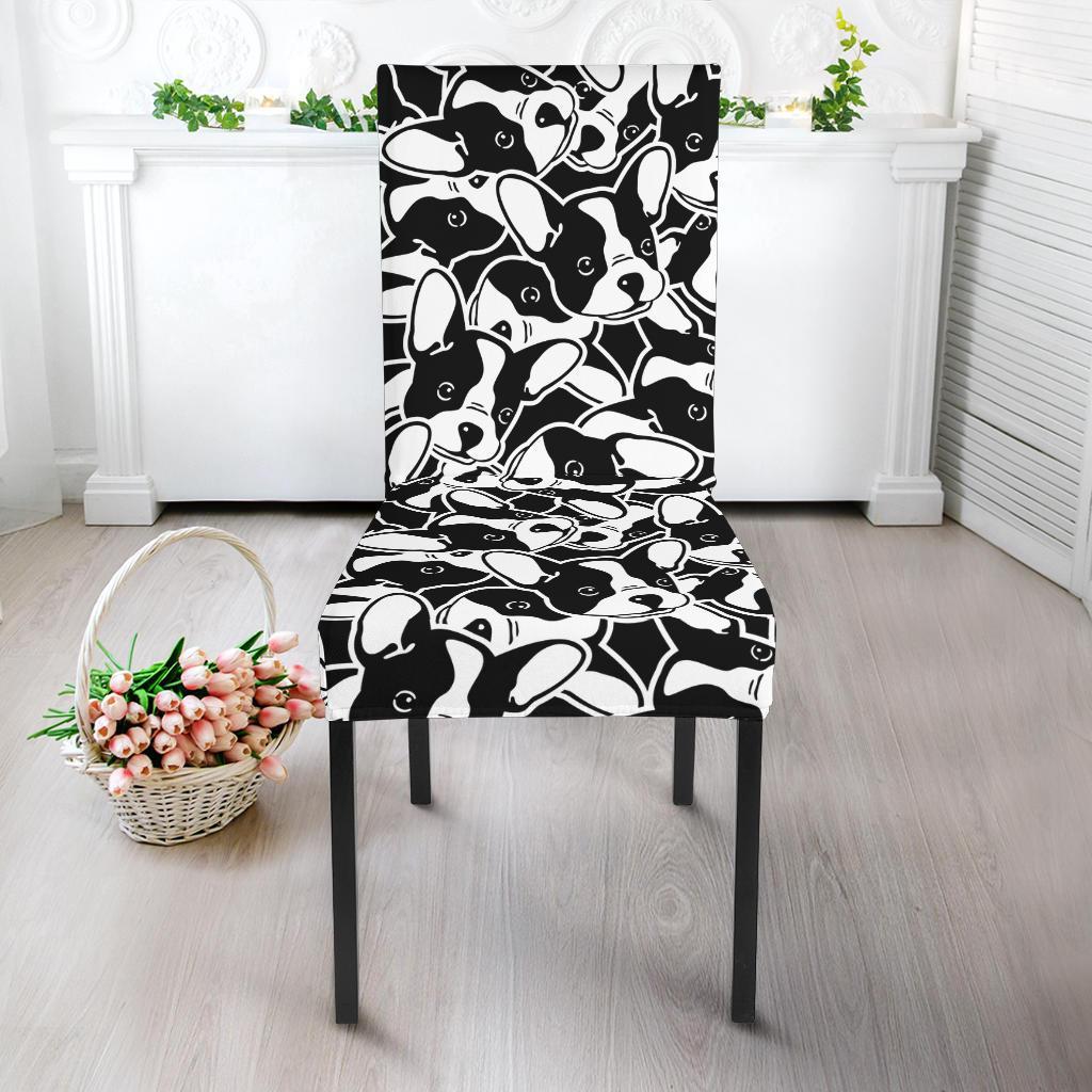 Bulldog Pattern Print Chair Cover-grizzshop