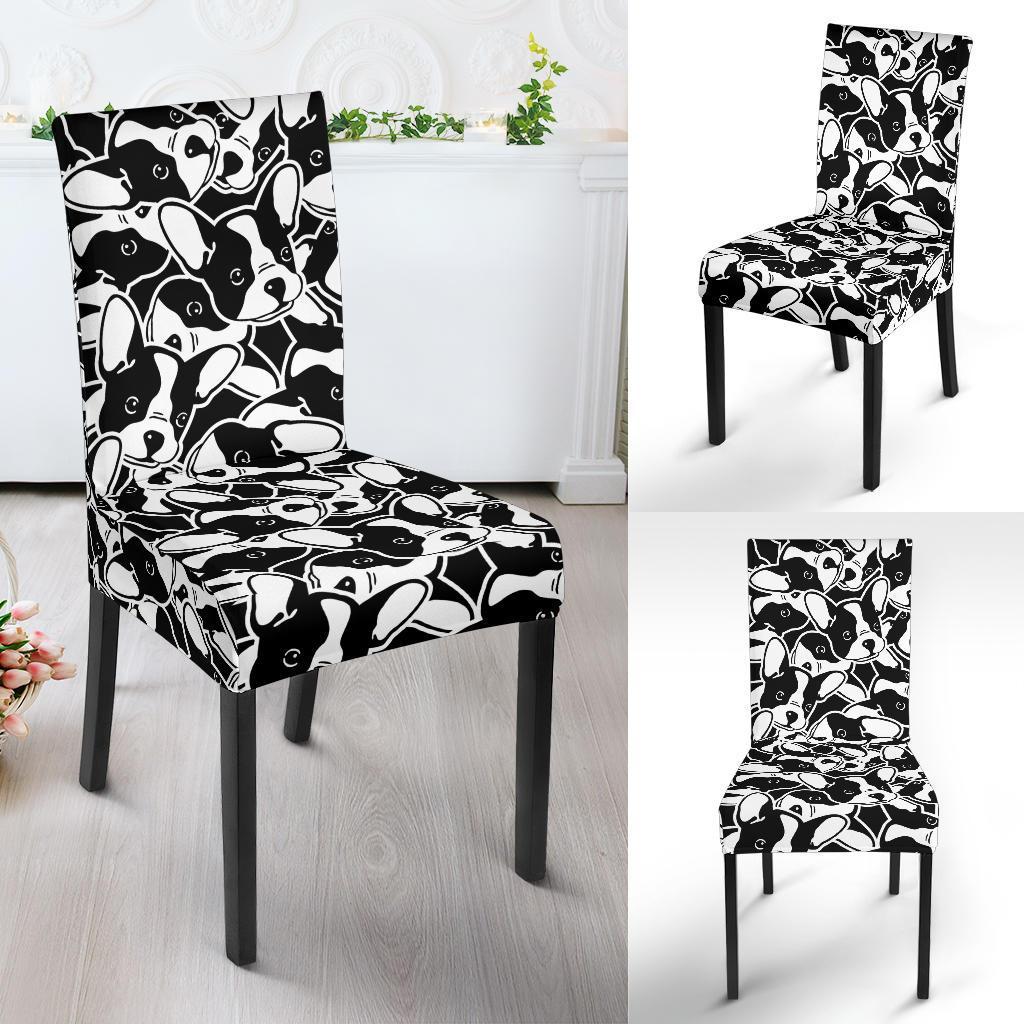 Bulldog Pattern Print Chair Cover-grizzshop