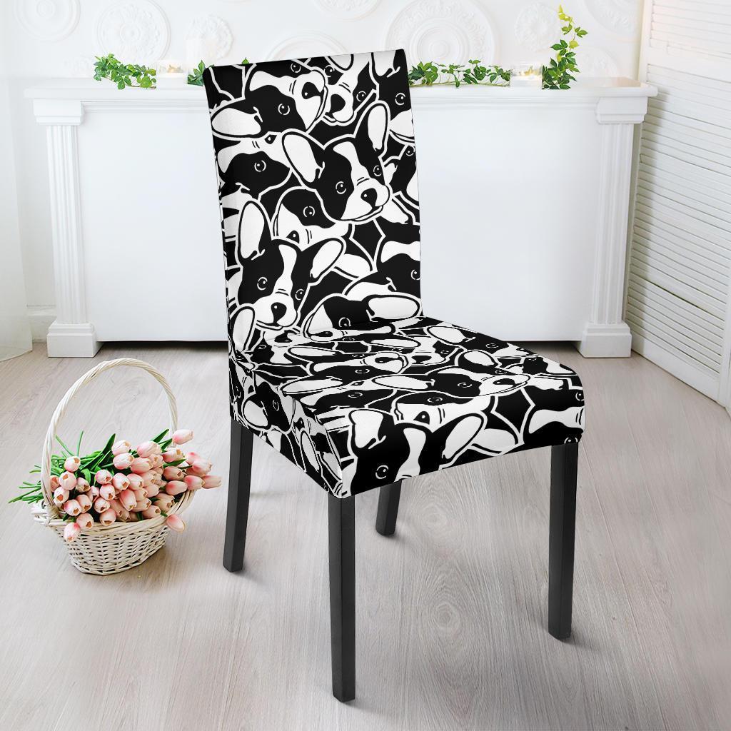 Bulldog Pattern Print Chair Cover-grizzshop