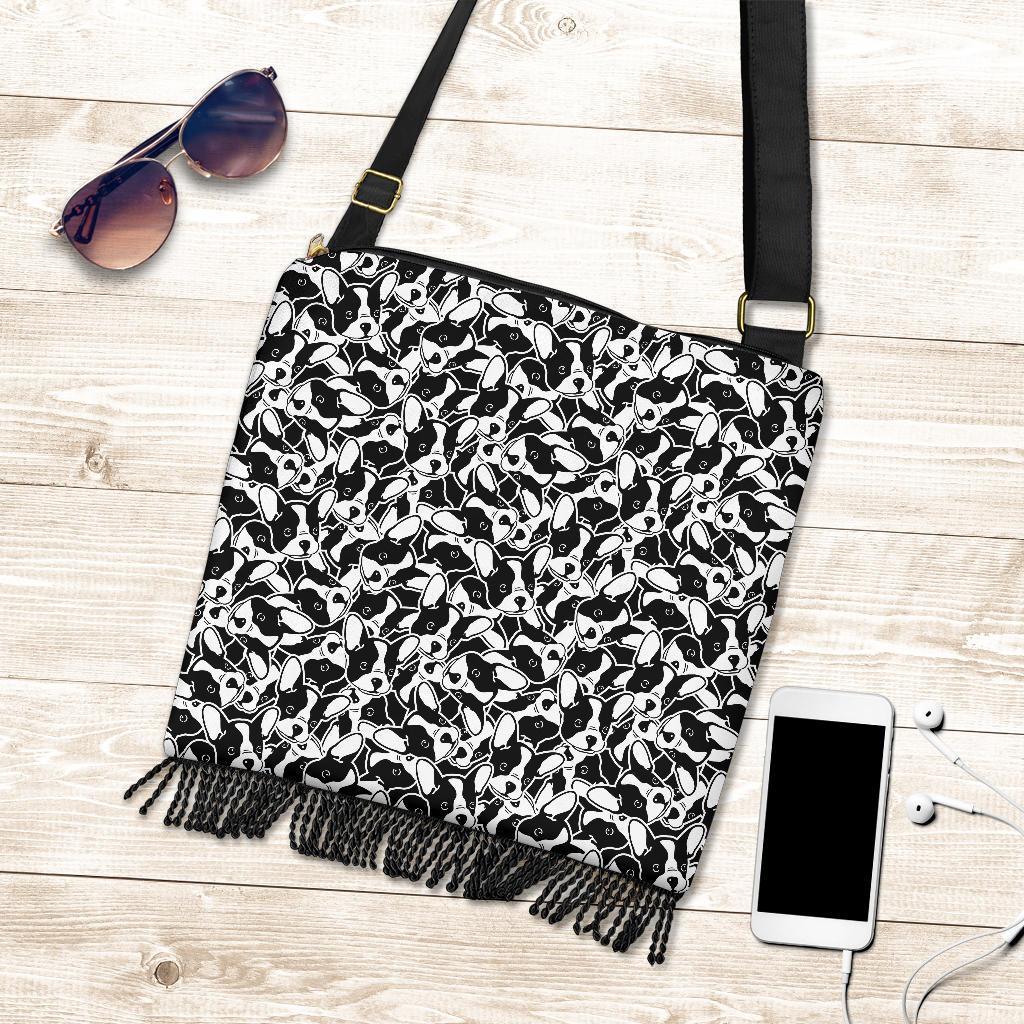 Bulldog Pattern Print Crossbody Bags-grizzshop