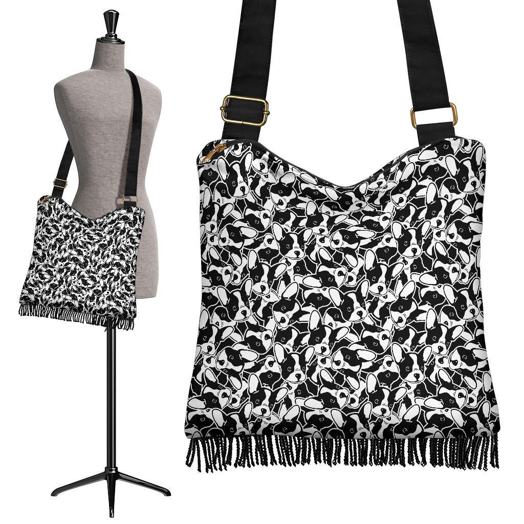 Bulldog Pattern Print Crossbody Bags-grizzshop