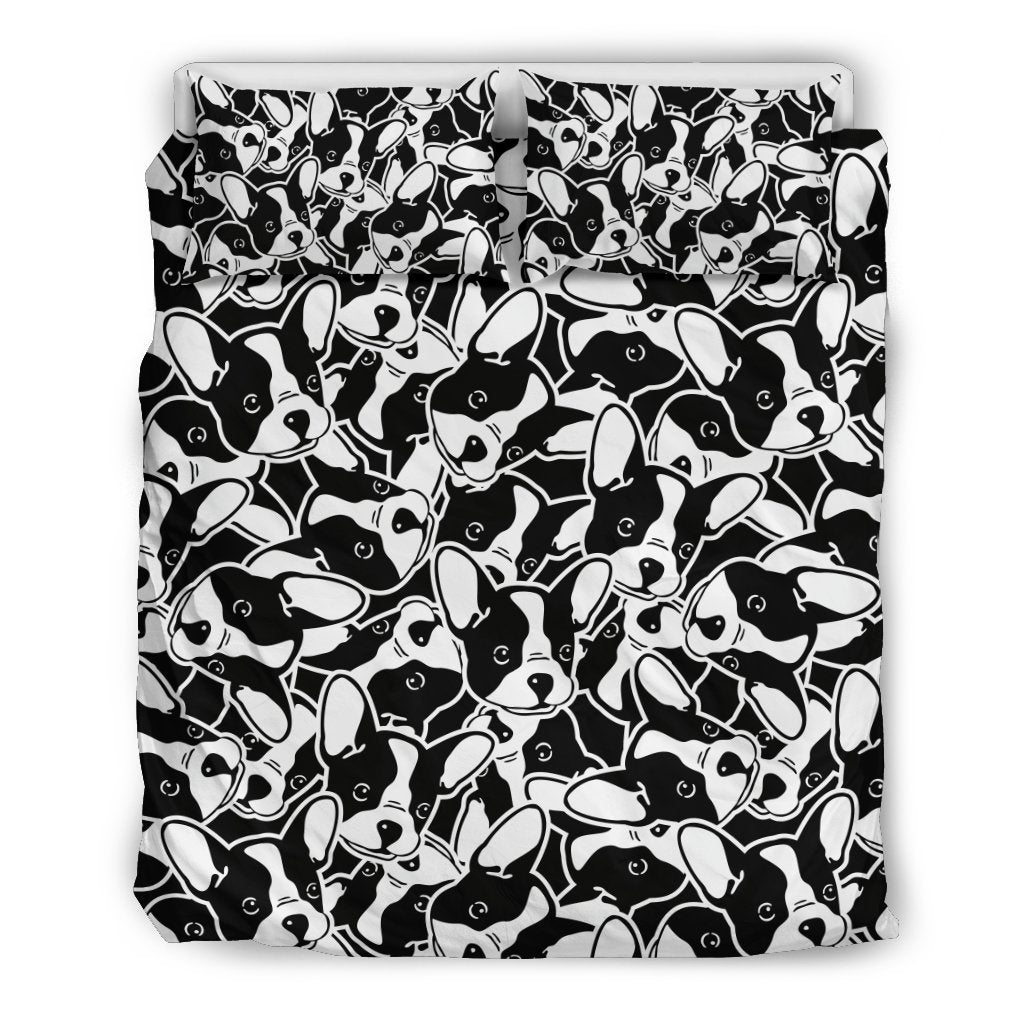 Bulldog Pattern Print Duvet Cover Bedding Set-grizzshop