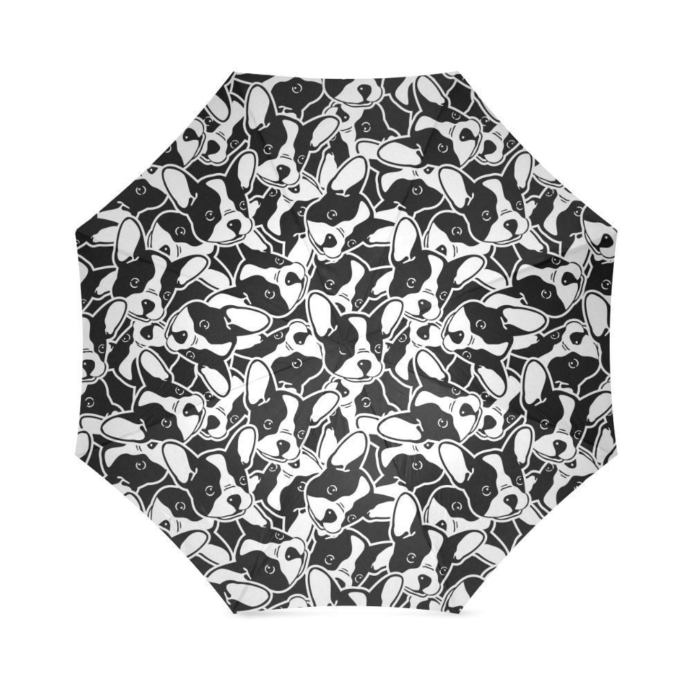 Bulldog Pattern Print Foldable Umbrella-grizzshop