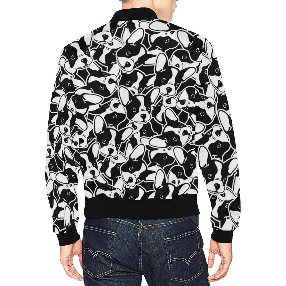 Bulldog Pattern Print Men's Bomber Jacket-grizzshop