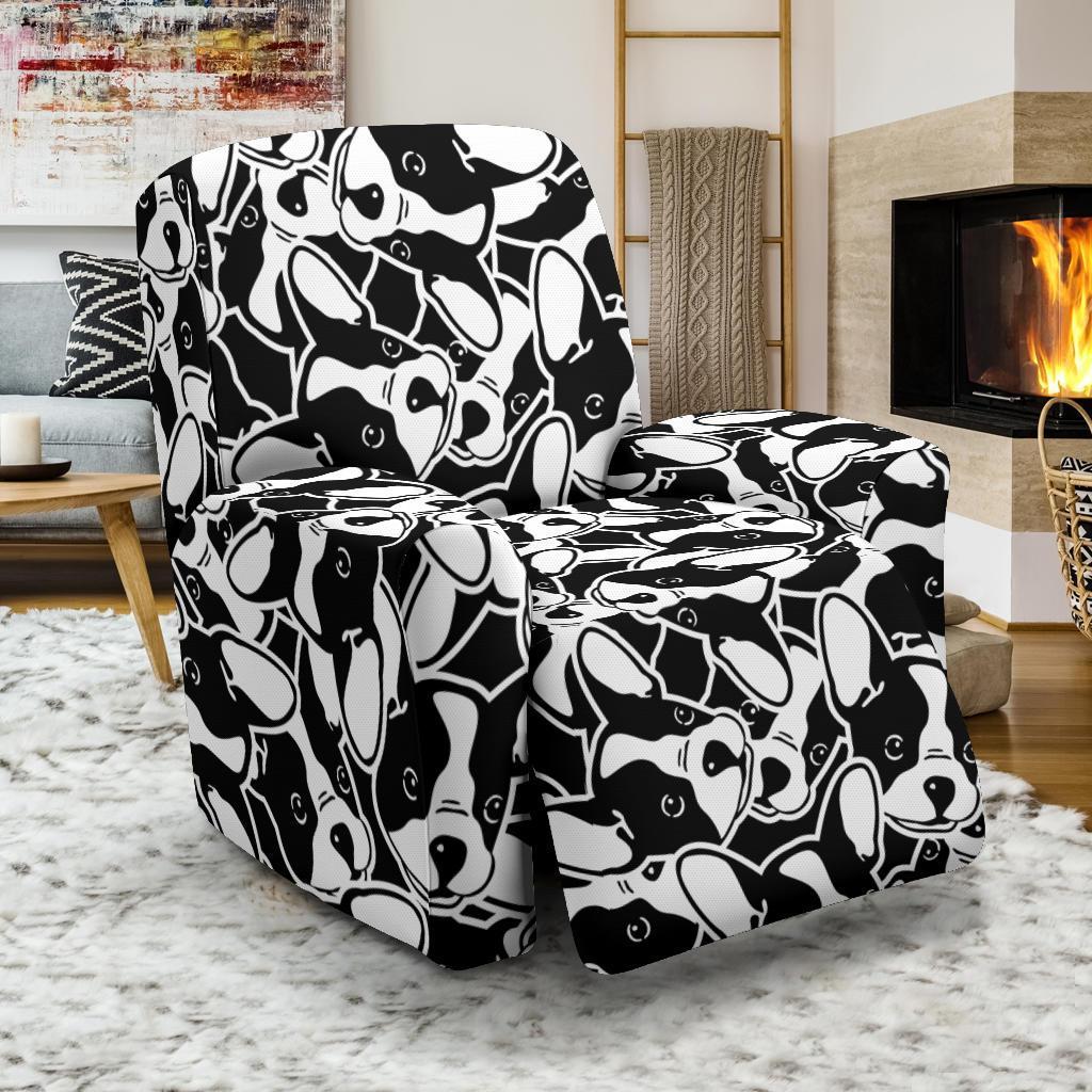 Bulldog Pattern Print Recliner Cover-grizzshop