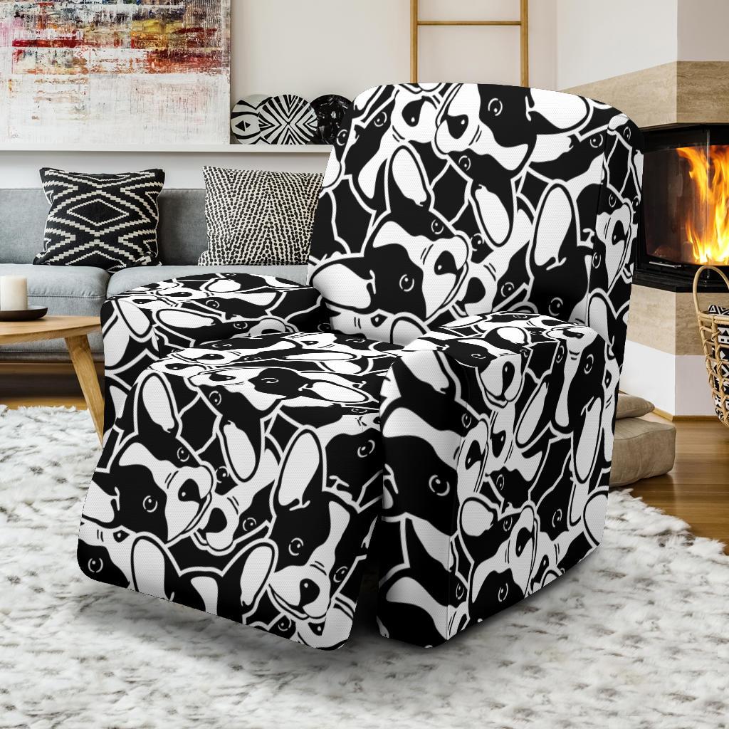 Bulldog Pattern Print Recliner Cover-grizzshop