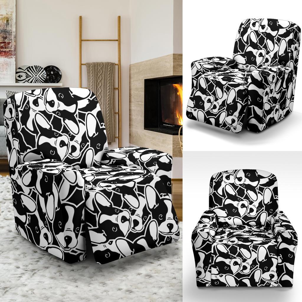 Bulldog Pattern Print Recliner Cover-grizzshop