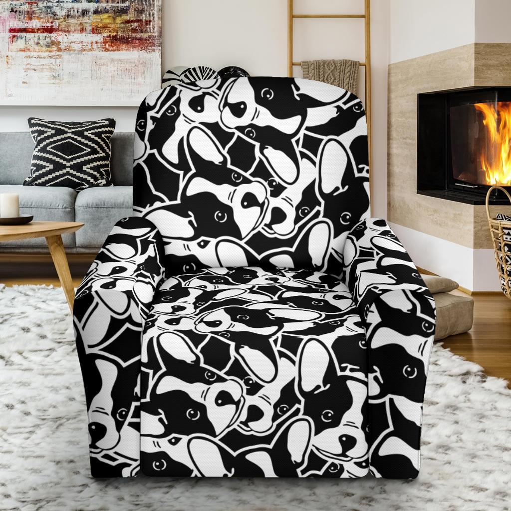 Bulldog Pattern Print Recliner Cover-grizzshop