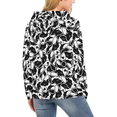 Bulldog Pattern Print Women Pullover Hoodie-grizzshop